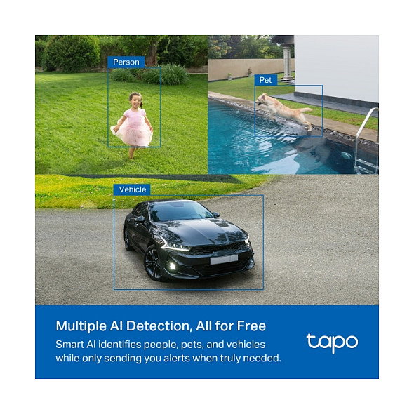 TP-Link Tapo C425 Kit (EU) - Cámara de Seguridad Exterior IP Inalámbrica Solar, 4MP, Blanco, Forma Bala, con Montaje para Techo/Pared