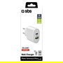 SBS Cargador de Pared USB-C + USB-A Power Delivery 20W, Carga Rápida, Blanco, TETRPD20W