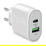 SBS Cargador de Pared USB-C + USB-A Power Delivery 20W, Carga Rápida, Blanco, TETRPD20W