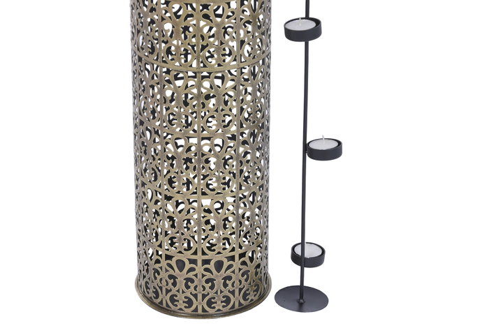 DKD Home Decor Jarrón de Hierro Tallado Dorado 19x19x84 cm