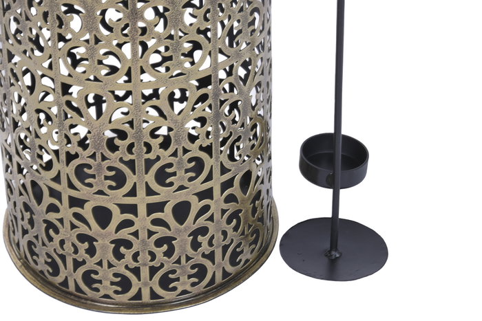 DKD Home Decor Jarrón de Hierro Tallado Dorado 19x19x84 cm