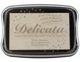 Tsukineko Almohadilla de tinta DELICATA blanco metálica brillante 95x65mm