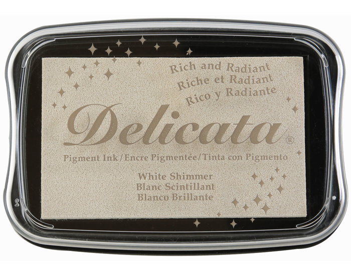 Tsukineko Almohadilla de tinta DELICATA blanco metálica brillante 95x65mm Tsukineko Almohadilla de tinta DELICATA blanco metálica brillante 95x65mm