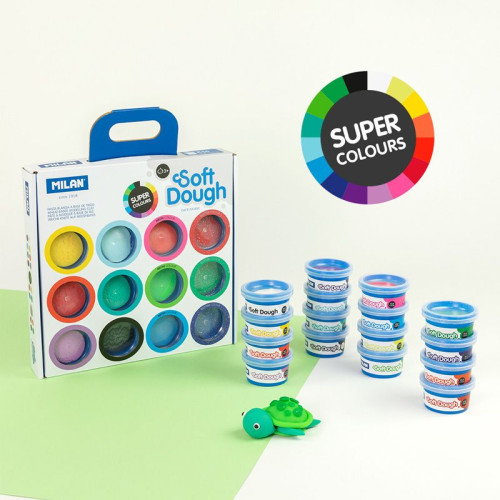 MILAN Maletín de Pasta Modelar Soft Dough de 16 Colores Surtidos