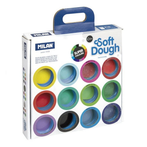 MILAN Maletín de Pasta Modelar Soft Dough de 16 Colores Surtidos
