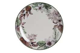 DKD Home Decor Plato de Porcelana Tropical Esmaltado Verde, 24 piezas