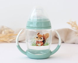 KioKids Taza Aprendizaje Ardilla Asas Bebé Color Salvia 270 mL Colección Honey