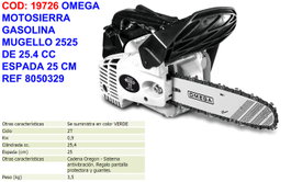OMEGA Motosierra de Gasolina Mugello 2525 25.4 CC