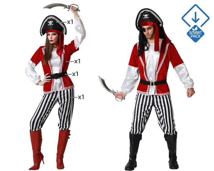 Disfraz Pirata Mujer Adulto Rayas