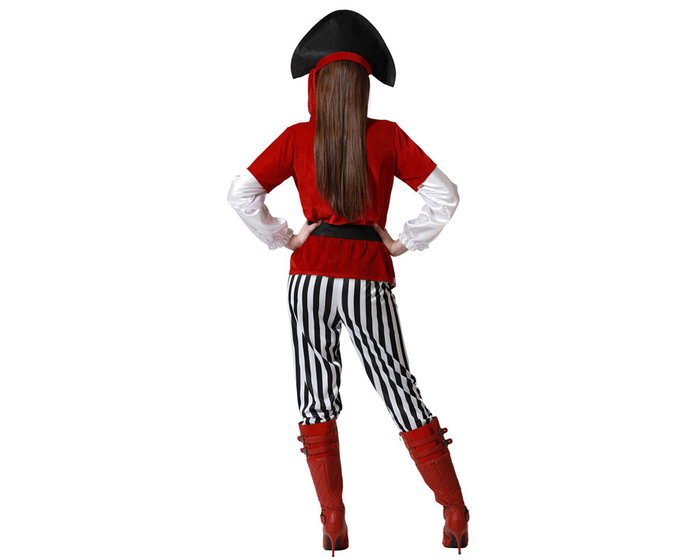 Disfraz Pirata Mujer Adulto Rayas Talla XL Rojo Disfraz Pirata Mujer Adulto Rayas Talla XL Rojo