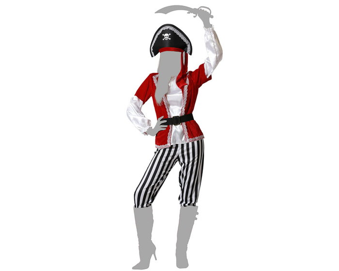 Disfraz Pirata Mujer Adulto Rayas Talla XL Rojo Disfraz Pirata Mujer Adulto Rayas Talla XL Rojo