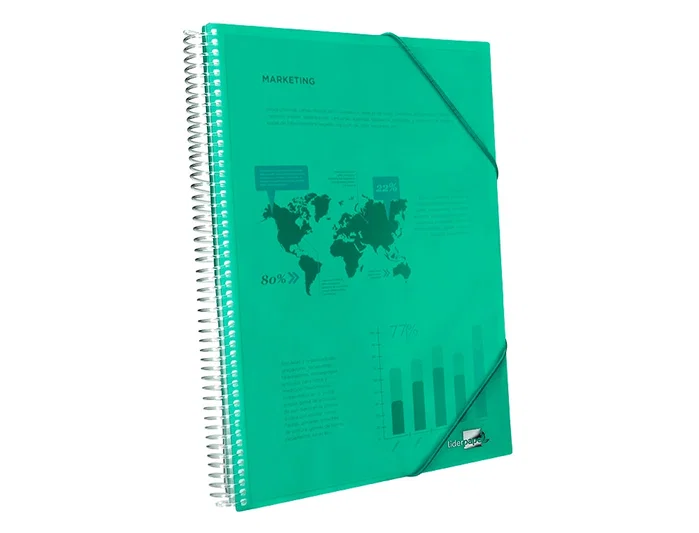 Liderpapel Carpeta escaparate con espiral Verde 20 fundas Din A4