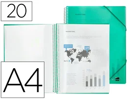 Liderpapel Carpeta escaparate con espiral Verde 20 fundas Din A4