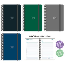 Senfort Agenda Anual 2027 con Espiral y Tapa de Polipropileno, Surtido de 4 Colores