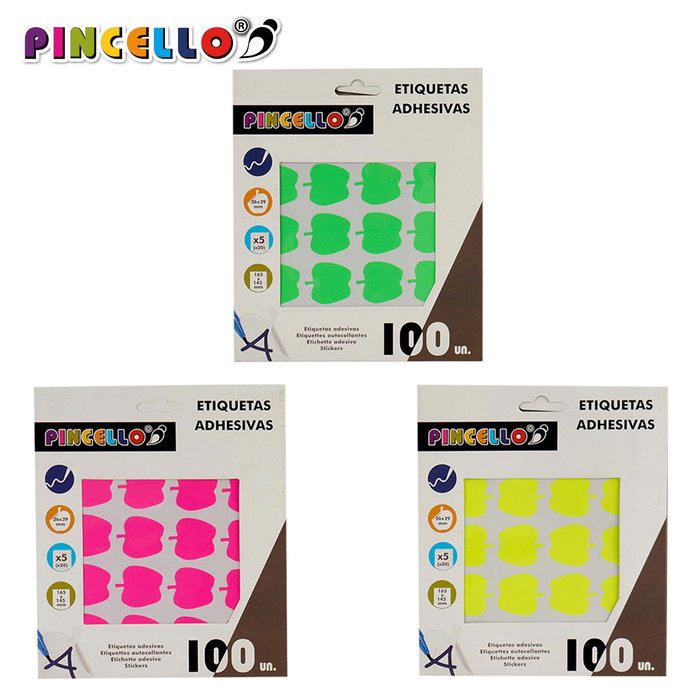 Pincello Etiquetas Adhesiva 22x49mm Manzana Surtidos 5P (Set de 120)