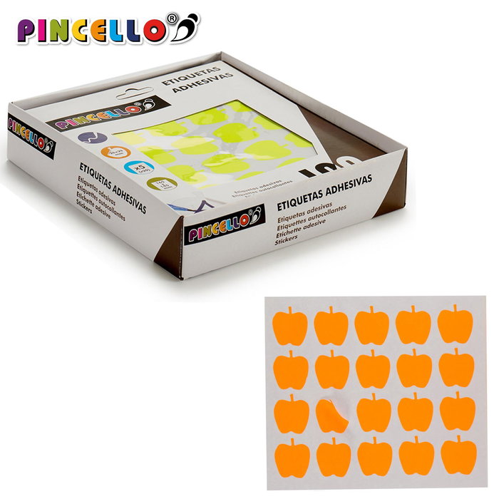 Pincello Etiquetas Adhesiva 22x49mm Manzana Surtidos 5P (Set de 120)
