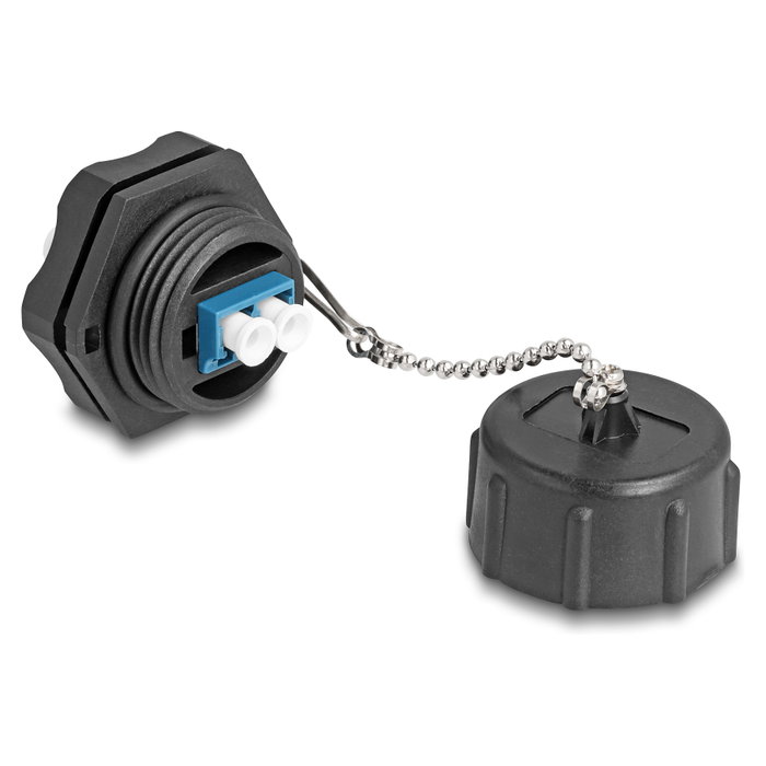 DeLOCK Adaptador de fibra óptica LC Duplex a LC Duplex Monomodo con tapa protectora IP68