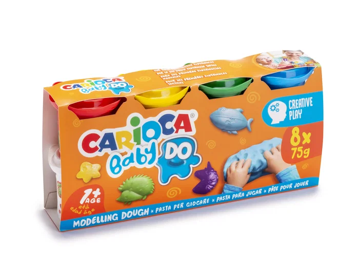 Carioca Baby Dough Pasta de Modelar Bote 75 g Set 8 Colores Surtidos para Bebés +12 Meses No Tóxico