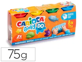 Carioca Baby Dough Pasta de Modelar Bote 75 g Set 8 Colores Surtidos para Bebés +12 Meses No Tóxico