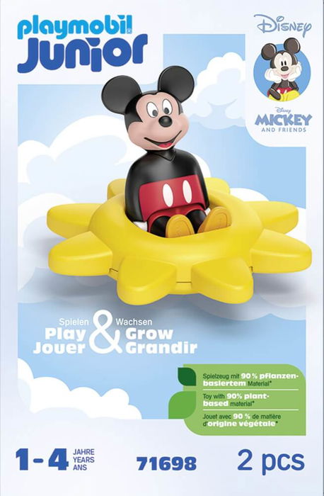 Playmobil Playmobil Junior Disney: Mickey Sol Giratorio - Juguete de Motricidad Fina con Sonido para Bebés +12 Meses - Material Vegetal
