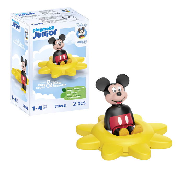 Playmobil Playmobil Junior Disney: Mickey Sol Giratorio - Juguete de Motricidad Fina con Sonido para Bebés +12 Meses - Material Vegetal