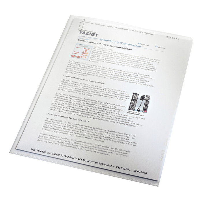 LEITZ Fundas perforadas Standard 4000 DIN A4 transparentes, 100 unidades