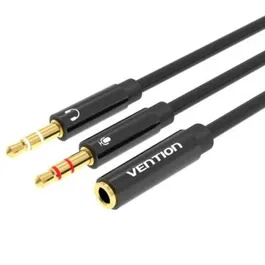 Vention BBTBY Cable Estéreo Jack 3.5 Macho a 2x Jack 3.5 Hembra 30cm Negro
