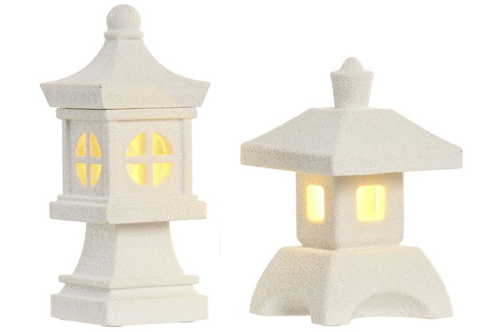 DKD Home Decor Decoración Luminosa LED Pagoda Surtido de 2