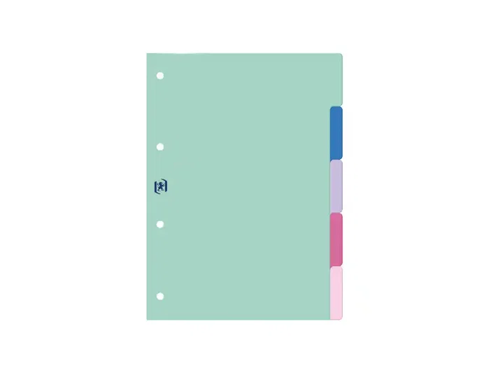 Oxford Europeanbinder Live & Go Carpeta 4 Anillas A4+ Colores Pastel con Recambio y Separadores