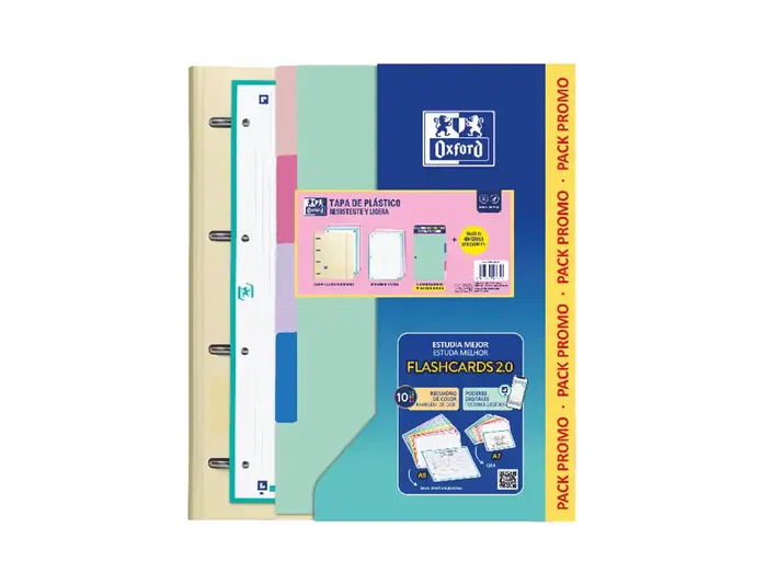 Oxford Europeanbinder Live & Go Carpeta 4 Anillas A4+ Colores Pastel con Recambio y Separadores