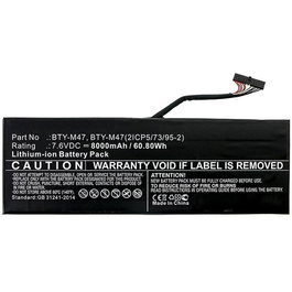 CoreParts Bateria para Portatil MSI 60.80Wh 7.6V 8000mAh Li-ion - Alta Calidad, 12 Meses de Garantia