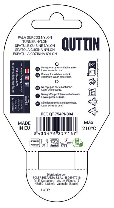Quttin Pala Surcos Nylon Negra 32 x 7.5 cm (24 Unidades)