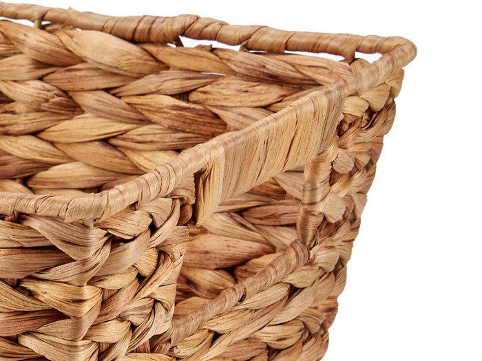 Giftdecor Cesto Rectangular de Paja con Asas de Jacinto Acuatico Marron 34 x 24.5 x 18 cm (Set de 12)