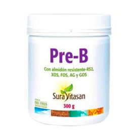 SuraVitasan Pre-B 300 Gr Prebióticos para la Salud Intestinal, 5 Tipos de Fibra, Ovolactovegetariano, Sin Gluten