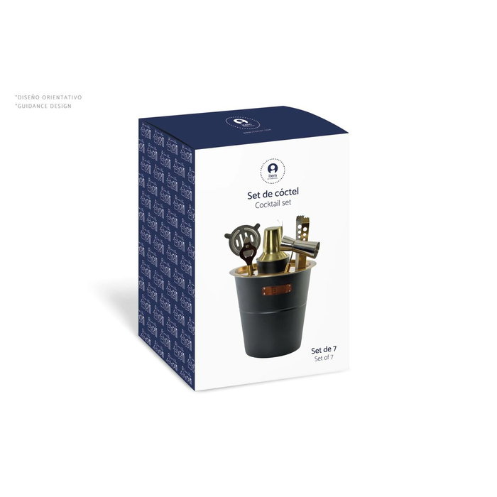 DKD Home Decor Coctelera Negra Inox 500ml Set de 5 Piezas 8 x 20 x 8 cm