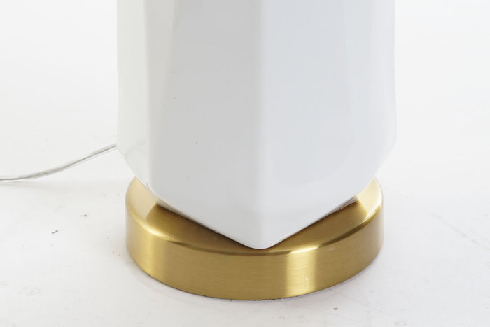 DKD Home Decor Lámpara de sobremesa de cerámica y metal, Blanco y Dorado DKD Home Decor Lámpara de sobremesa de cerámica y metal, Blanco y Dorado