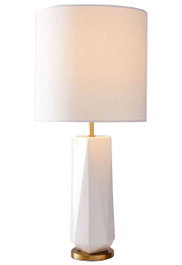 DKD Home Decor Lámpara de sobremesa de cerámica y metal, Blanco y Dorado