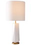 DKD Home Decor Lámpara de sobremesa de cerámica y metal, Blanco y Dorado