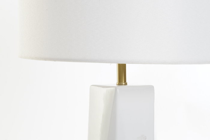 DKD Home Decor Lámpara de sobremesa de cerámica y metal, Blanco y Dorado DKD Home Decor Lámpara de sobremesa de cerámica y metal, Blanco y Dorado