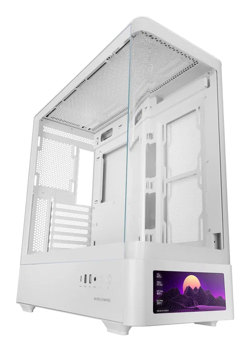 Mars Gaming MCLCDPROW Caja ATX Blanca con Pantalla LCD de 7,2 pulgadas
