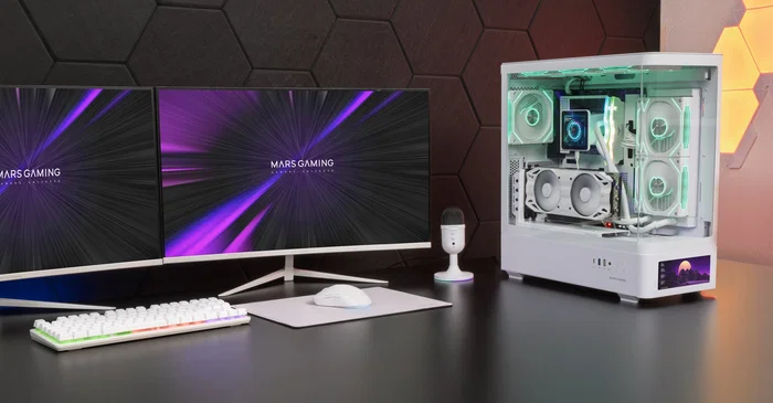 Mars Gaming MCLCDPROW Caja ATX Blanca con Pantalla LCD de 7,2 pulgadas
