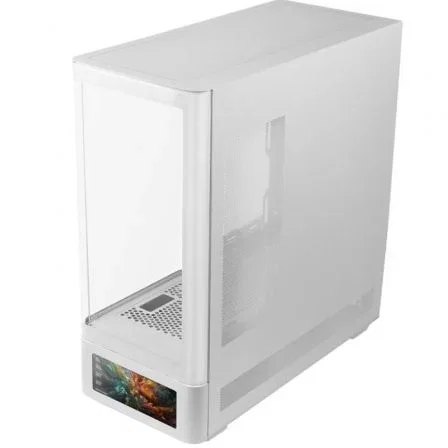 Mars Gaming MC-LCDPRO Caja Gaming Semitorre ATX Blanca con Pantalla LCD IPS de 7,2", Cristal Templado Curvado, Doble Cámara y USB-C