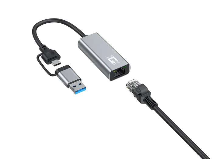 Level One USB-0423 Adaptador de red 2.5 Gigabit Ethernet 2-en-1 USB-C/A Gris