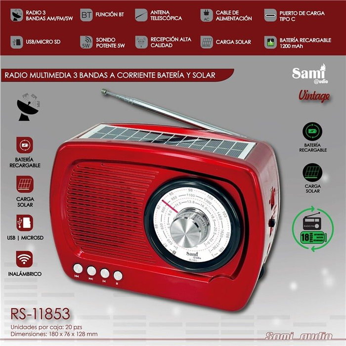 SAMI Radio Sami Vintage 3bandas corriente/solar/batería