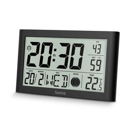 HAMA Reloj de Pared DCF c/Termometro/Higrometro Martinica, Negro