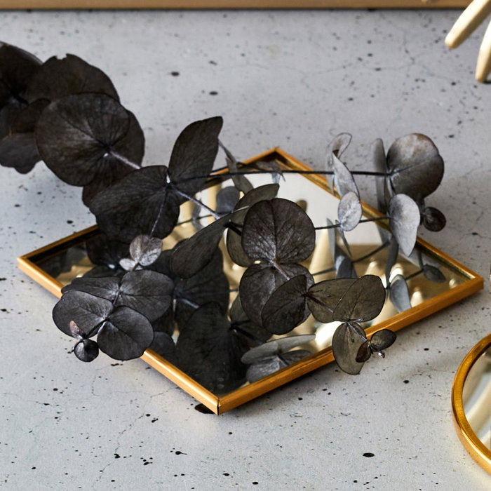Home Deco Factory Mirage Base Espejo Cuadrado Latón Dorado Negro para Joyas Velas Llaves Presentación Objetos Decorativos 10x10 cm