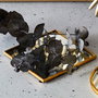 Home Deco Factory Mirage Base Espejo Cuadrado Latón Dorado Negro para Joyas Velas Llaves Presentación Objetos Decorativos 10x10 cm