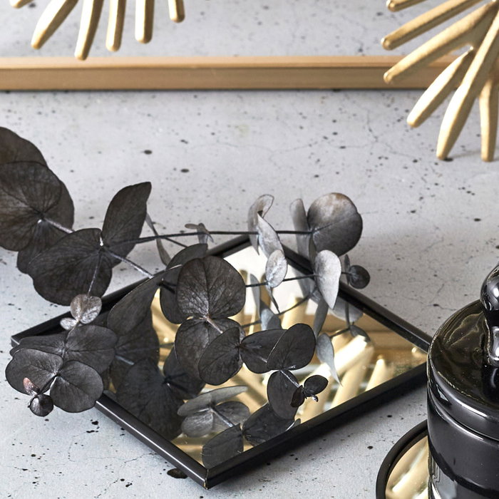 Home Deco Factory Mirage Base Espejo Cuadrado Latón Dorado Negro para Joyas Velas Llaves Presentación Objetos Decorativos 10x10 cm