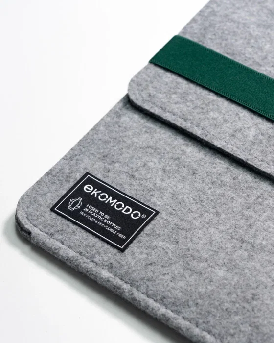 EKOMODO HR-014 Funda para Portátil 15" (38.1 cm) - Verde Gris - Poliéster Reciclado, Caucho, Diseño Minimalista, Compatibilidad Universal