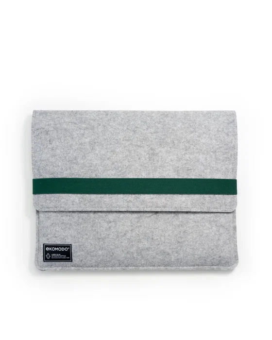EKOMODO HR-014 Funda para Portátil 15" (38.1 cm) - Verde Gris - Poliéster Reciclado, Caucho, Diseño Minimalista, Compatibilidad Universal